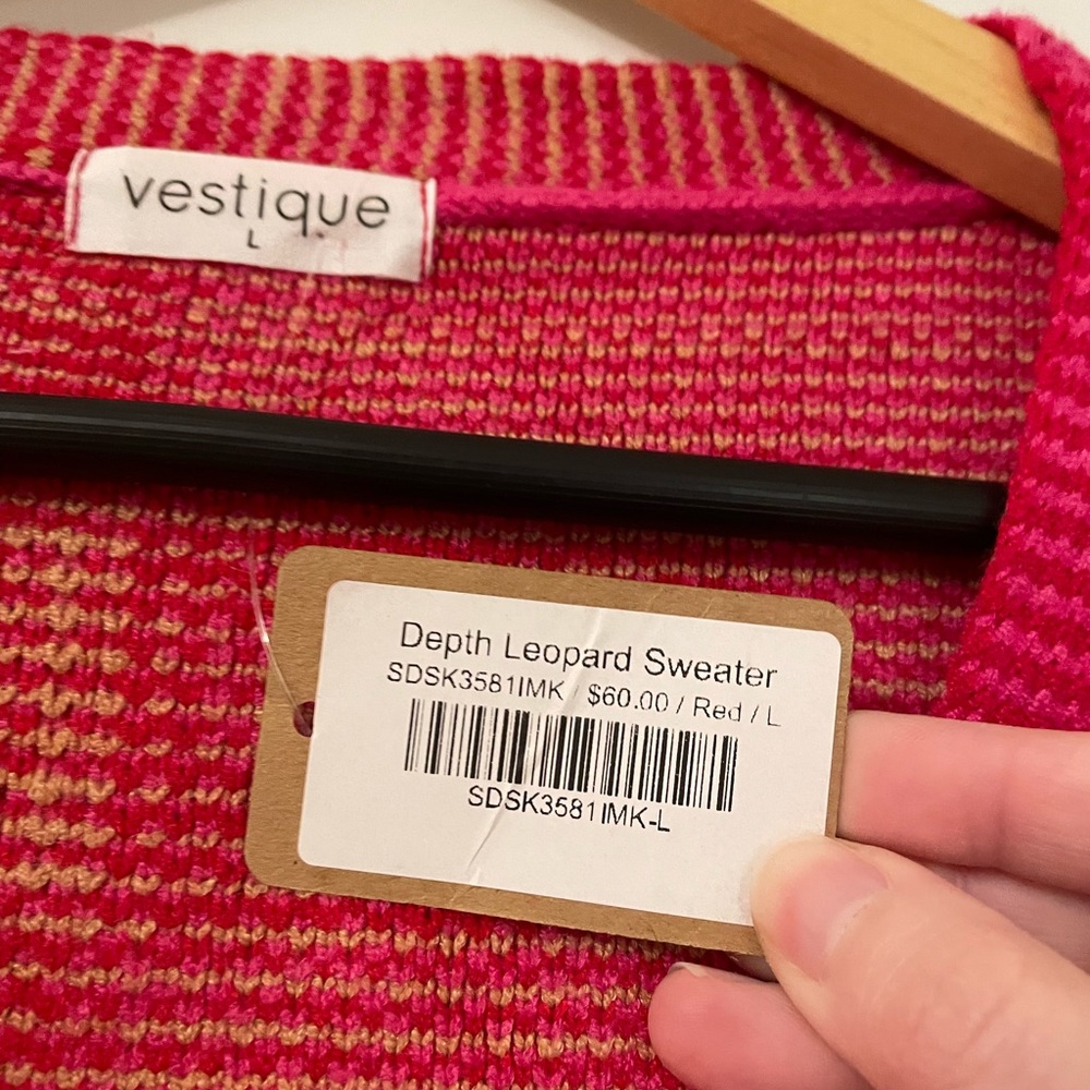 NWT Vestique Depth Leaopard Two tone Multi colored Cardigan Sweater - Picture 10 of 12
